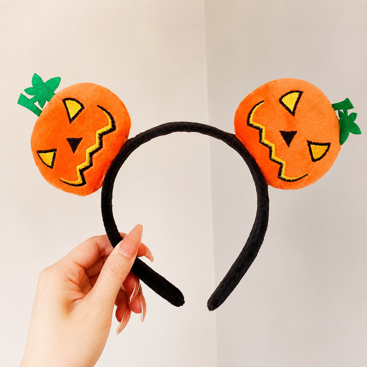 Cartoon Pumpkin Halloween Headband in Orange and Black