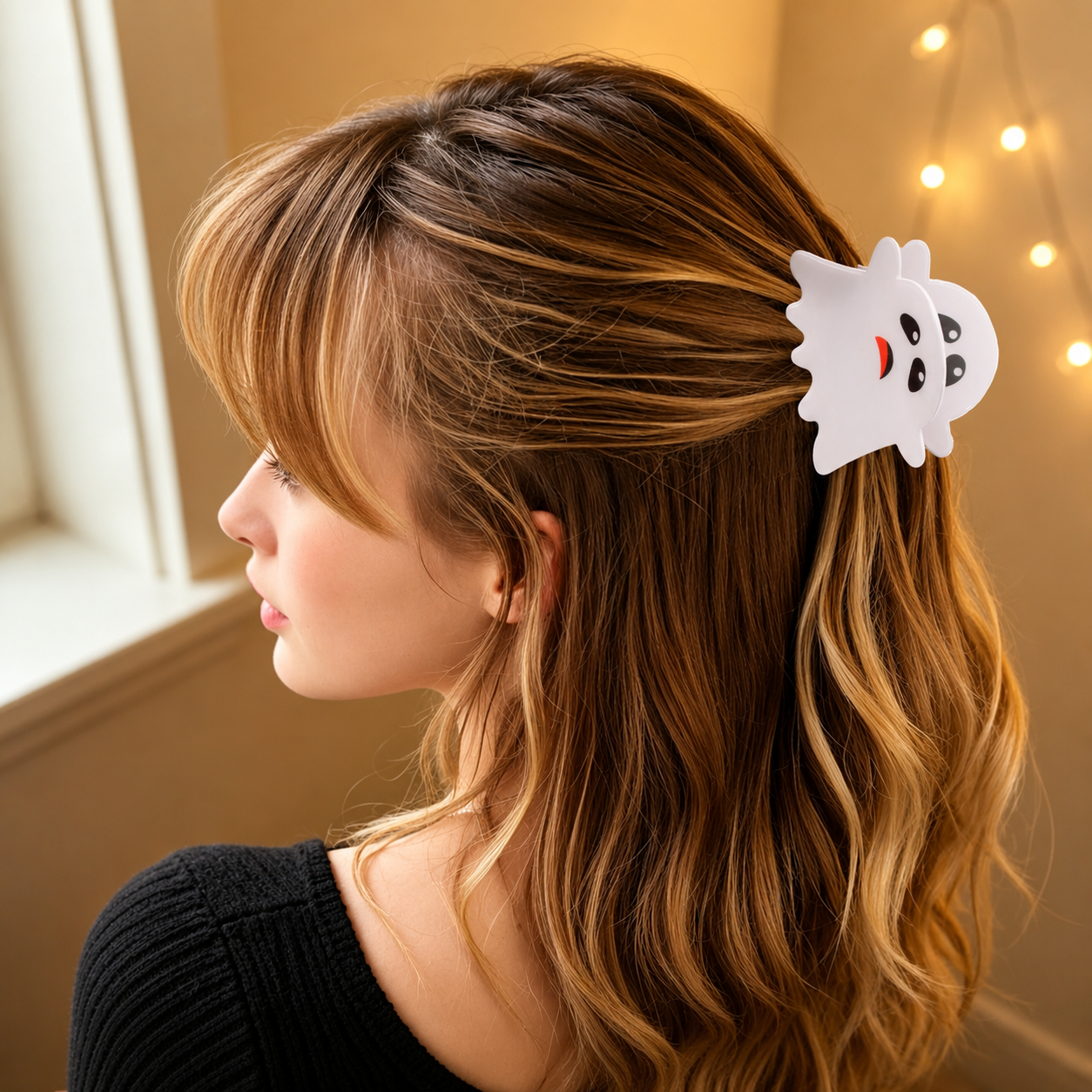Halloween Ghost Hair Claw Clip, White