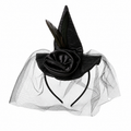 Halloween Witch Hat Headband with Black Mesh Veil