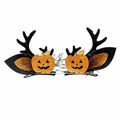 Halloween Pumpkin Hair Clips with Black Antlers, 2-Pack
