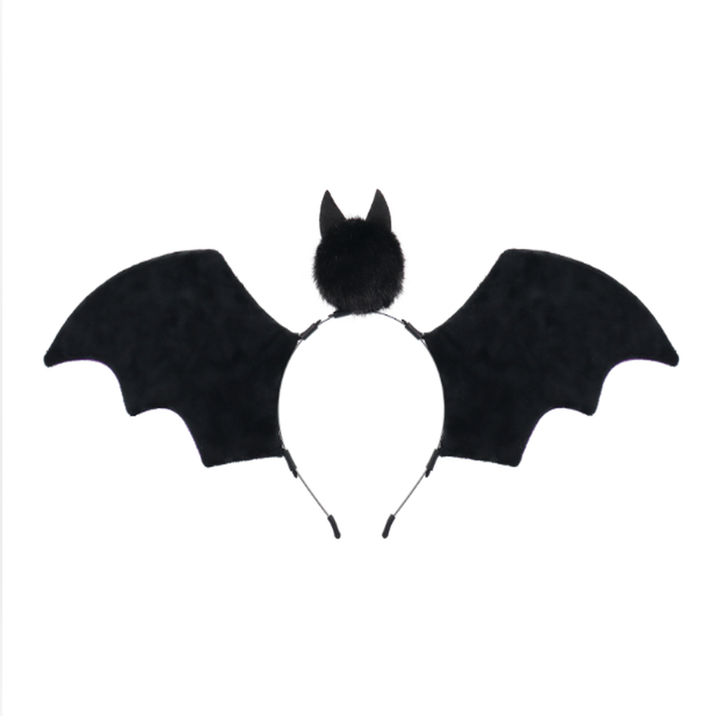 Halloween Cat Headband with Purple Bat Wings, 18.9 Inch