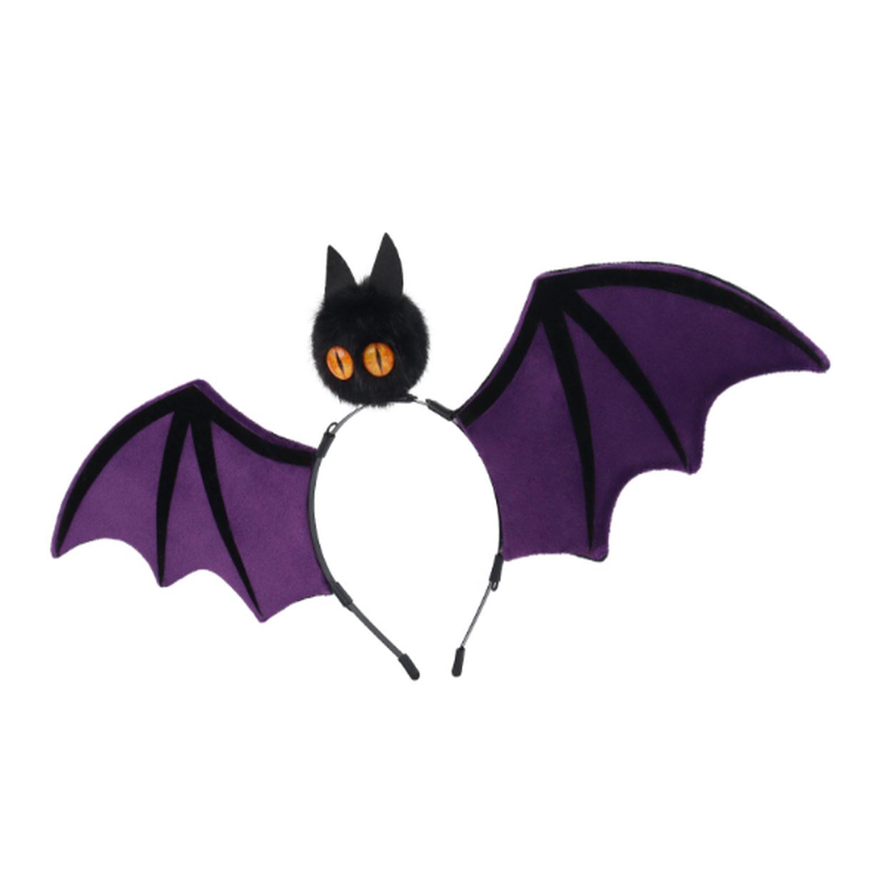 Halloween Cat Headband with Purple Bat Wings, 18.9 Inch